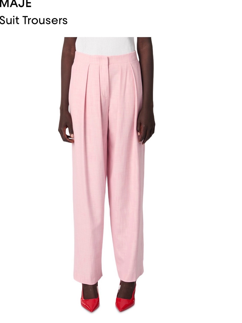 NWT MAJE Pink Pleated Suit Trousers Size 40 $365 MSRP
